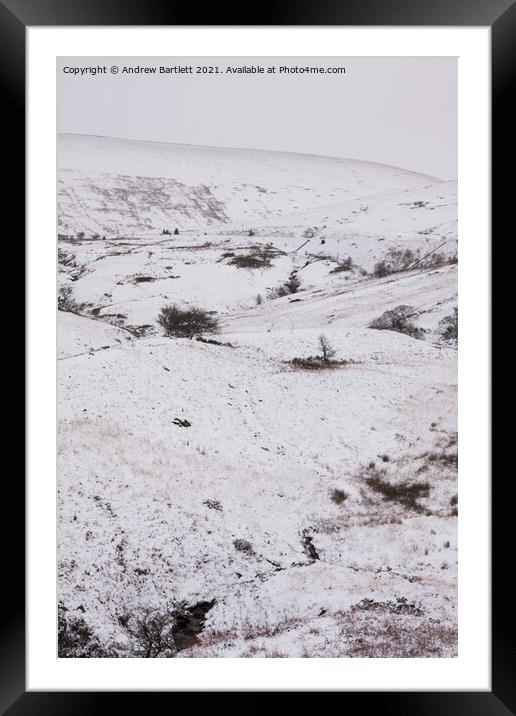 Snow at the Storey Arms, Brecon Beacons, South Wales, UK Framed Mounted Print by Andrew Bartlett