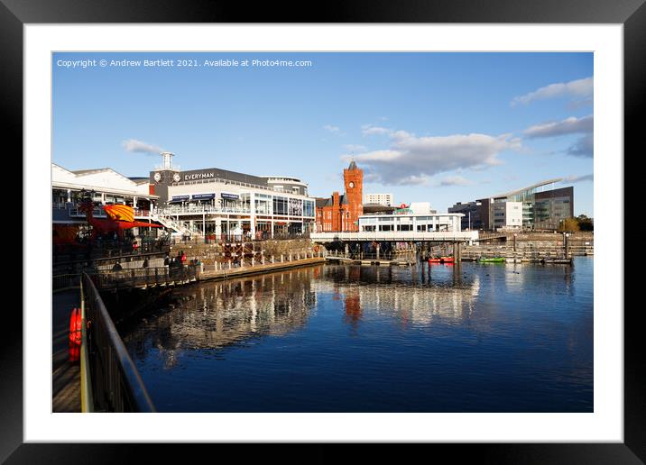 Mermaid Quay at Cardiff Bay, South Wales, UK Framed Mounted Print by Andrew Bartlett