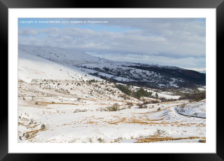 Snow at Storey Arms, Brecon Beacons, South Wales, UK Framed Mounted Print by Andrew Bartlett