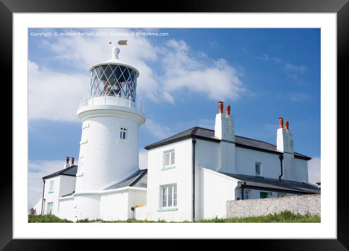 Caldey Island lighthouse, Tenby, Pembrokeshire, UK Framed Mounted Print by Andrew Bartlett
