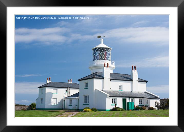 Caldey Island lighthouse, Tenby, Pembrokeshire, UK Framed Mounted Print by Andrew Bartlett