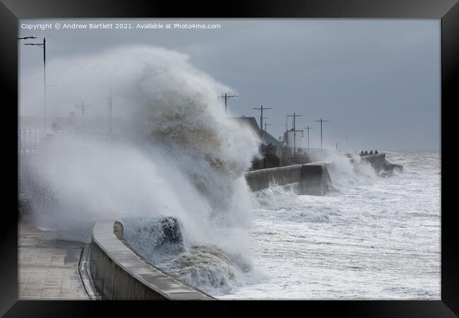 Storm Barra at Porthcawl, South Wales, UK Framed Print by Andrew Bartlett
