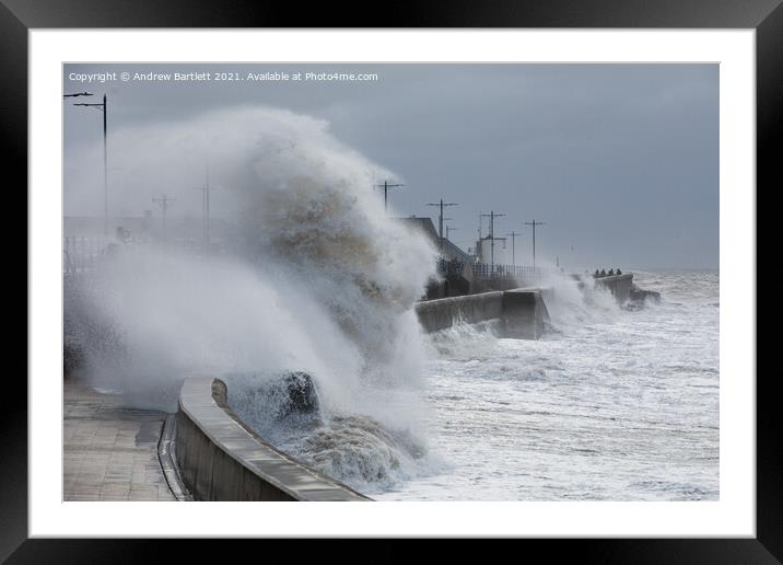 Storm Barra at Porthcawl, South Wales, UK Framed Mounted Print by Andrew Bartlett