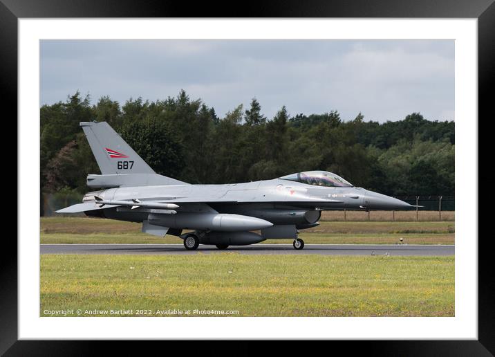 General Dynamics F16-AM Fighting Falcon Framed Mounted Print by Andrew Bartlett