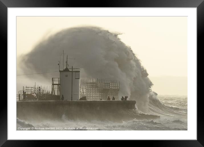 Storm Eunice at Porthcawl Framed Mounted Print by Andrew Bartlett