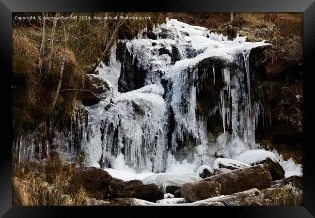 Frozen waterfall at Brecon Beacons, South Wales UK Framed Print by Andrew Bartlett