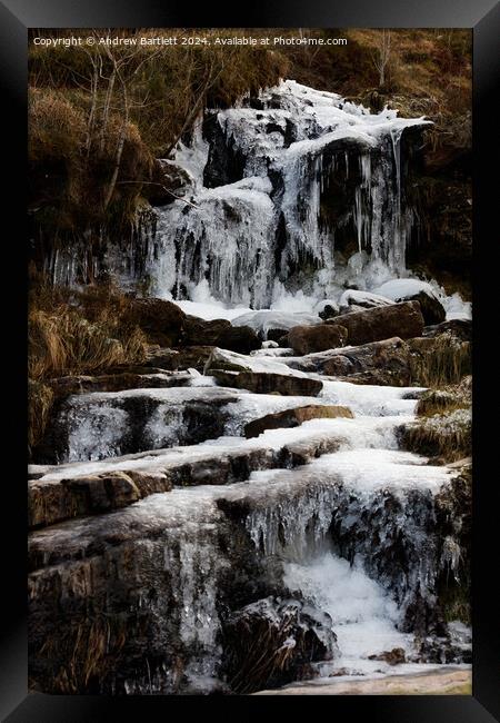 Frozen waterfall, Brecon Beacons, South Wales, UK Framed Print by Andrew Bartlett