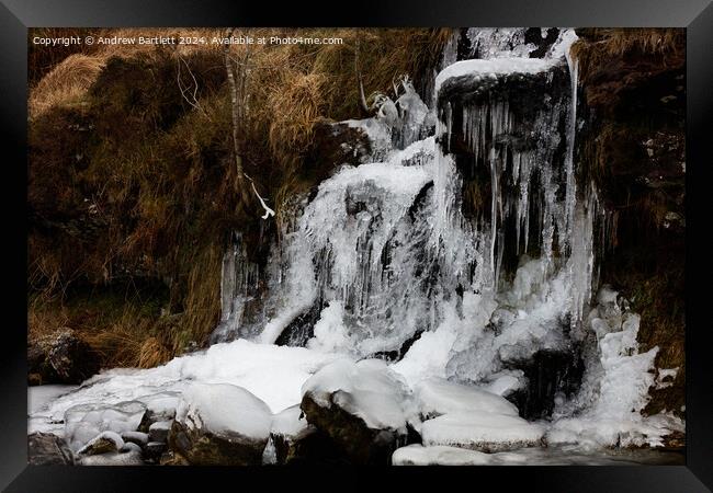 Frozen waterfall at Brecon Beacons, South Wales, UK Framed Print by Andrew Bartlett