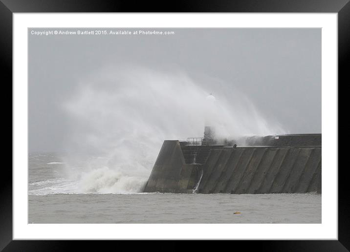  Porthcawl lighthouse in Storm Barney Framed Mounted Print by Andrew Bartlett