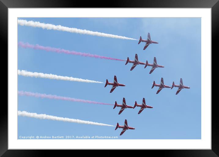Red Arrows at Swansea Air Show 2016 Framed Mounted Print by Andrew Bartlett
