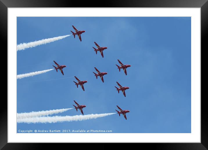 RAF Red Arrows performing at Swansea Air Show 2016 Framed Mounted Print by Andrew Bartlett