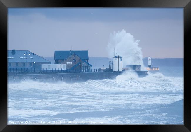 Stormy weather at Porthcawl, South Wales, UK Framed Print by Andrew Bartlett