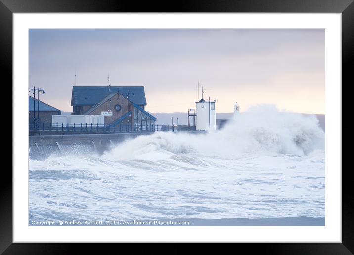 Stormy seas at Porthcawl, South Wales, UK. Framed Mounted Print by Andrew Bartlett
