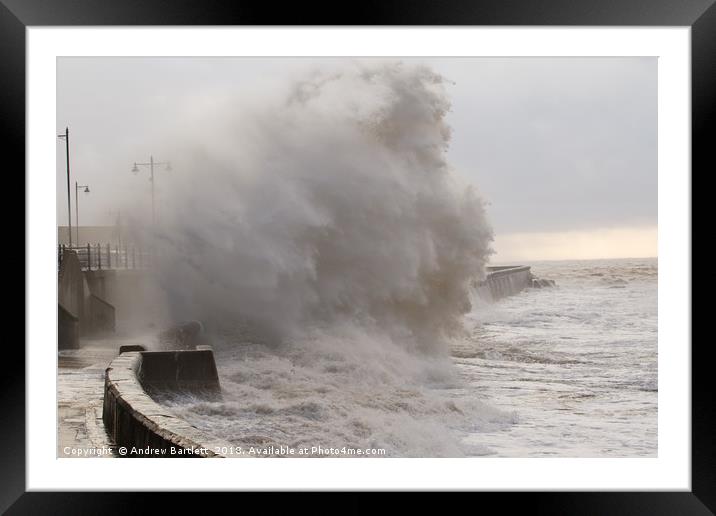 Stormy seas at Porthcawl, UK Framed Mounted Print by Andrew Bartlett