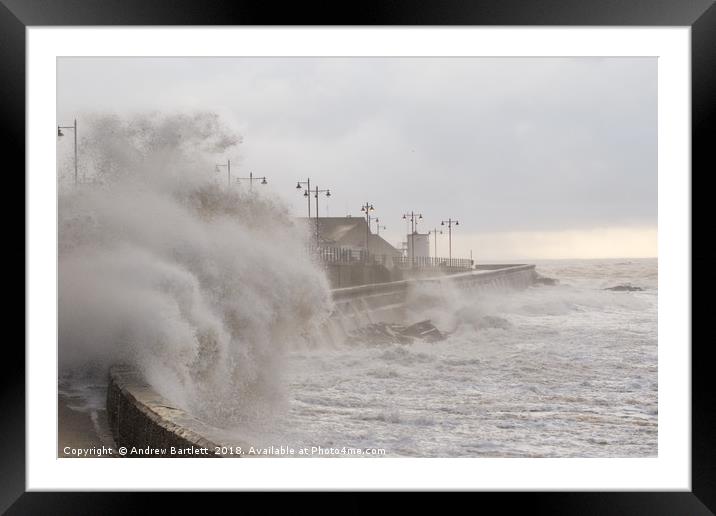 Stormy weather in Porthcawl, UK Framed Mounted Print by Andrew Bartlett