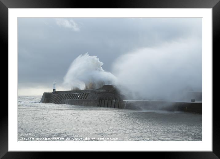 Porthcawl hit by a huge waves Framed Mounted Print by Andrew Bartlett