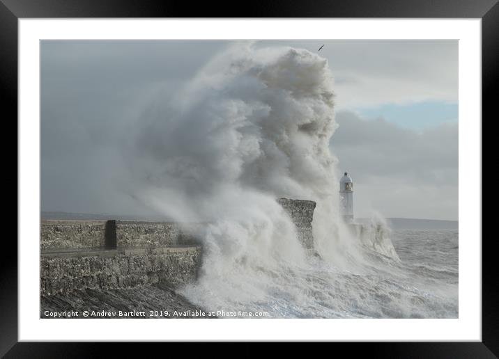 Porthcawl hit by massive waves. Framed Mounted Print by Andrew Bartlett
