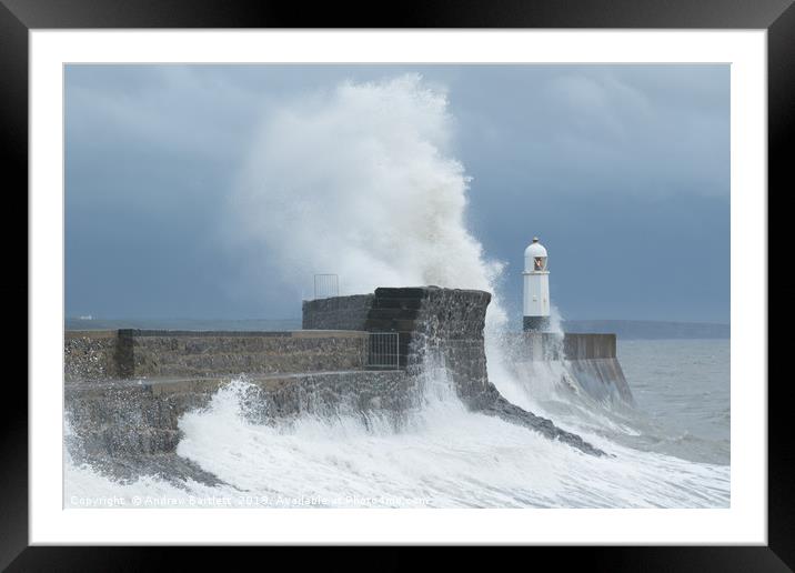 Huge waves at Porthcawl, South Wales, UK. Framed Mounted Print by Andrew Bartlett