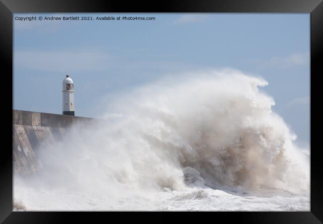 Porthcawl waves during Storm Hannah Framed Print by Andrew Bartlett