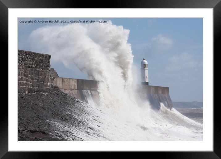 Large waves at Porthcawl, South Wales. Framed Mounted Print by Andrew Bartlett