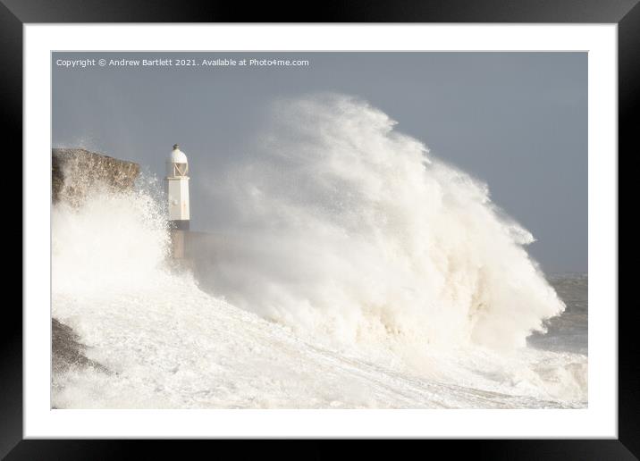 Porthcawl waves by Storm Freya Framed Mounted Print by Andrew Bartlett