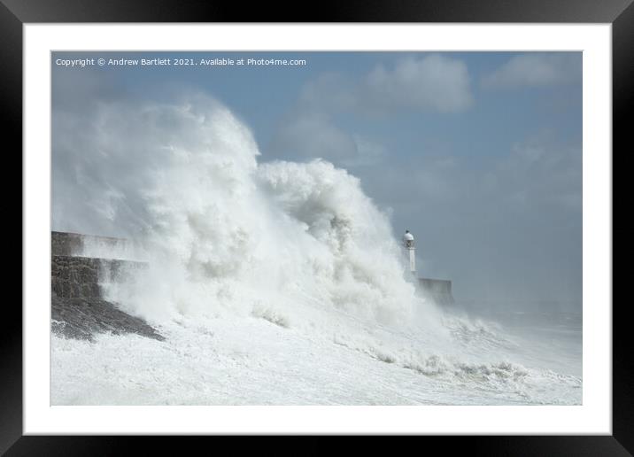 Large waves at Porthcawl, South Wales, UK. Framed Mounted Print by Andrew Bartlett