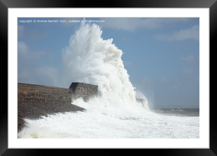 Large waves at Porthcawl, South Wales, UK. Framed Mounted Print by Andrew Bartlett