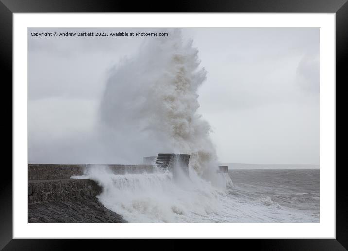 Porthcawl waves, South Wales, UK. Framed Mounted Print by Andrew Bartlett