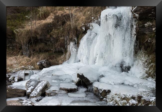 Frozen waterfall at Brecon Beacons, South Wales Framed Print by Andrew Bartlett