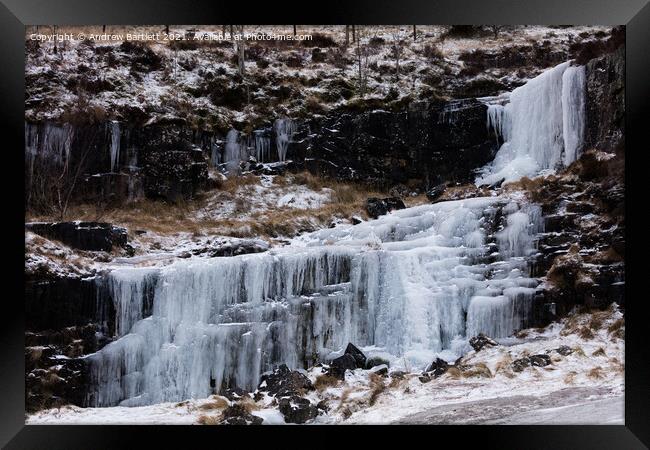Frozen waterfall at the Brecon Beacons, South Wales, UK. Framed Print by Andrew Bartlett