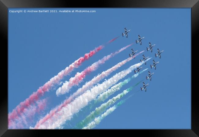 Frecce Tricolori performs a flypast. Framed Print by Andrew Bartlett