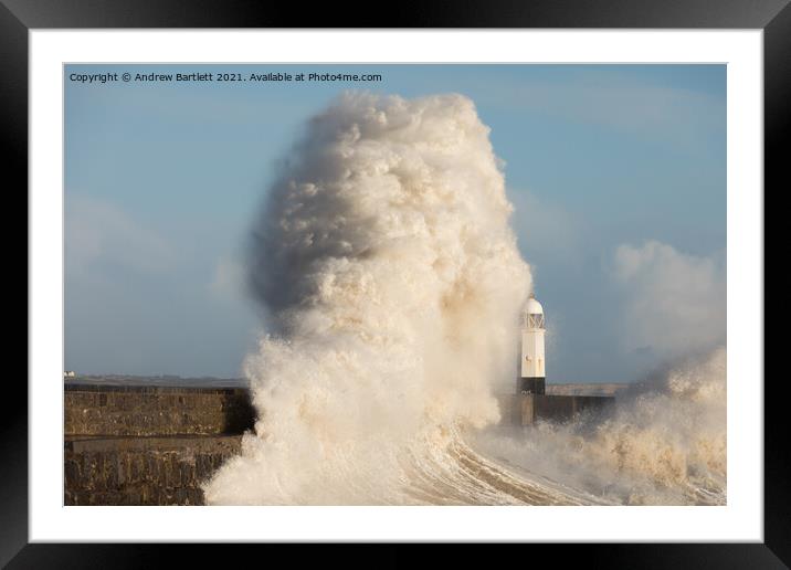 Porthcawl waves 11 March '20 Framed Mounted Print by Andrew Bartlett