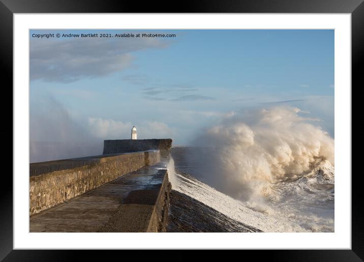 Porthcawl waves 11 March '20 Framed Mounted Print by Andrew Bartlett
