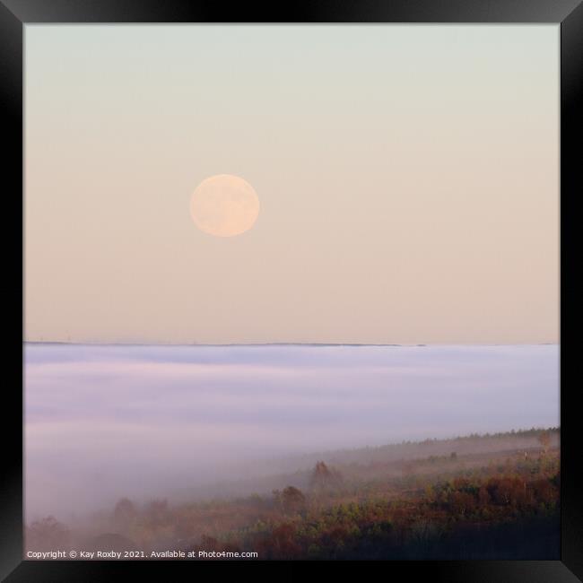 Cloud inversion and rising moon Framed Print by Kay Roxby