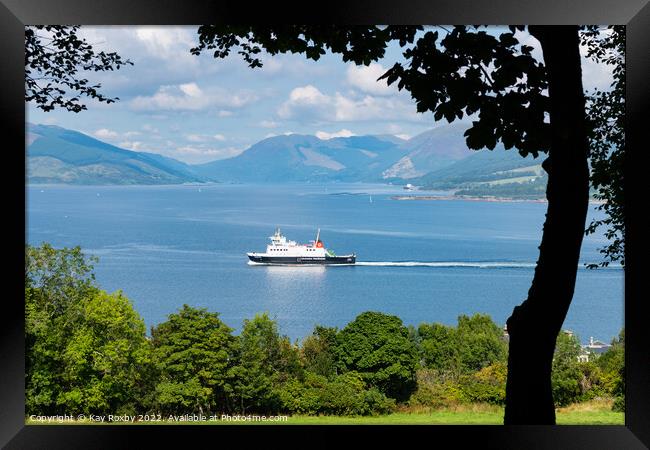 Rothesay arrival viewed from Skipper Woods, Isle of Bute Framed Print by Kay Roxby