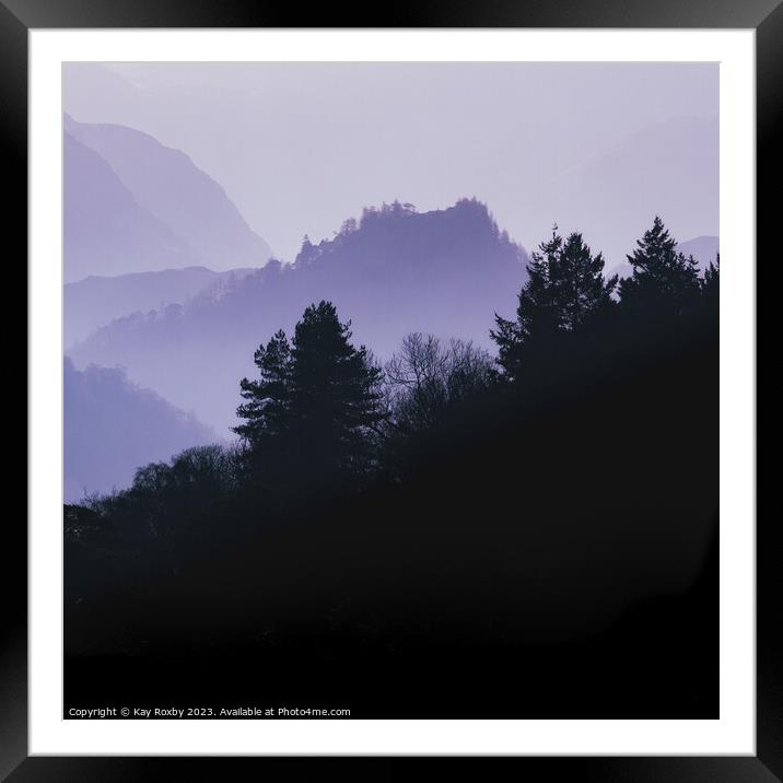 Castle Crag - Borrowdale - lilac Framed Mounted Print by Kay Roxby