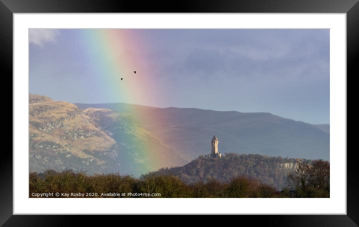 Stirling Wallace Monument rainbow, Scotland Framed Mounted Print by Kay Roxby