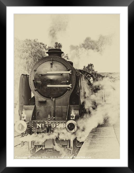 Sepia steam train Framed Mounted Print by Stephen Giles