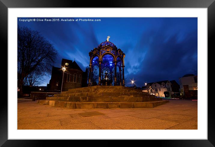  Blue hour Fountain Framed Mounted Print by Clive Rees
