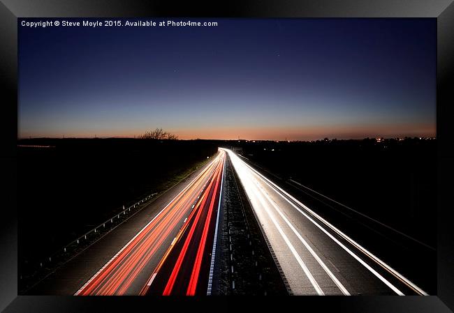  Traffic into the sunset Framed Print by Steve Moyle