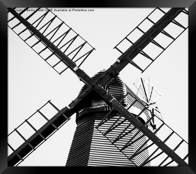 Black and White Windmill Framed Print by Bertie Carter