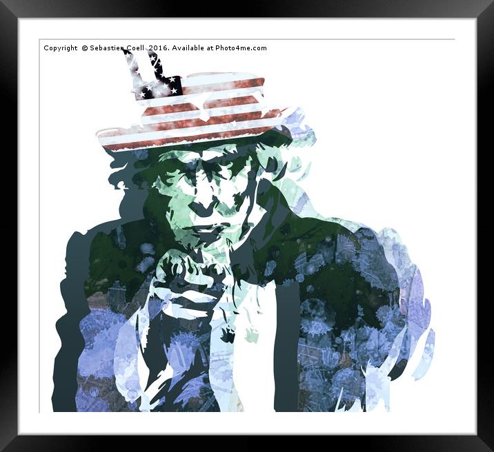 Uncle Sam Framed Mounted Print by Sebastien Coell