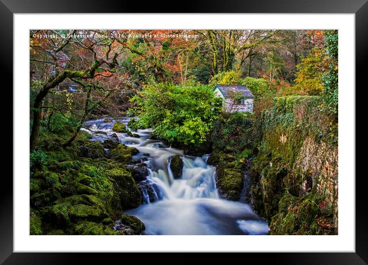 Shack by the falls Framed Mounted Print by Sebastien Coell