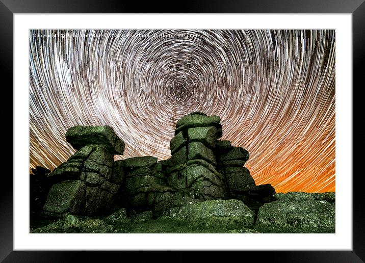 Great Staple Tor Star Trails Framed Mounted Print by Sebastien Coell