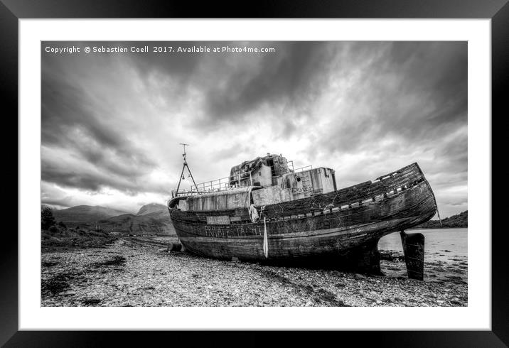 The shipwreck at Fort William beach on the Scottis Framed Mounted Print by Sebastien Coell