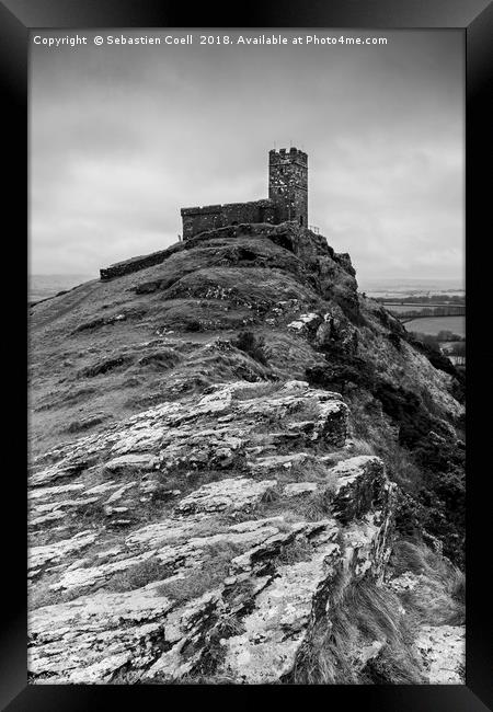Church with a view - Brentor.. Framed Print by Sebastien Coell