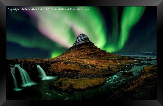 Aurora Kirkjufell Framed Print by Sebastien Coell