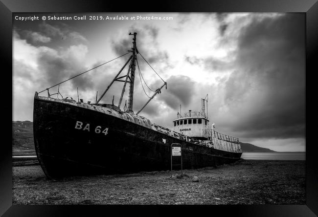 Iceland Shipwreck Framed Print by Sebastien Coell