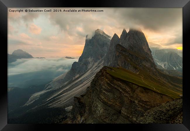 Seceda Italy dolomites Framed Print by Sebastien Coell