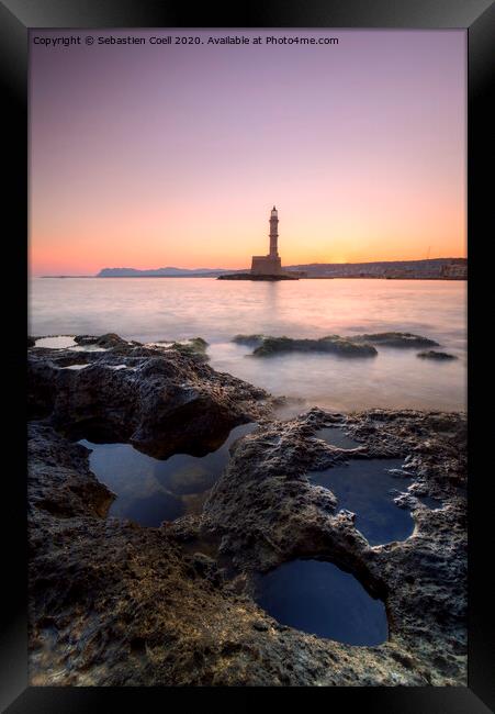 Cretes Lighthouse Framed Print by Sebastien Coell